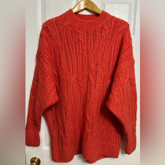 Stockholm Atelier & Other Stories chunky cable orange wool mohair sweater XL - Picture 1 of 7